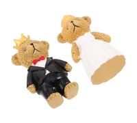 ELAYARD 2 Pièces Figurines Ours Mariage Couple Mariés Décoration Gâteau et Saint Valentin Sculpture Animale pour Shower et Anniversaires