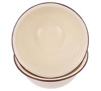ELAYARD 2 pièces Lot de Bols Émaillés Rétro Émail Renforcé Bassine Profonde Style Vintage Sécurisée Polyvalente pour Nouilles Fruits et Préparation Couleur sans Couvercle