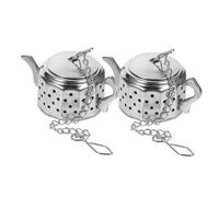ELAYARD 2 pièces Passoire à Thé Inox Forme de Théière Infuseur Créatif pour Thé Vrac Filtre à Infusion avec Chaîne Métallique Sécurisée Compatible Tasses et Théières