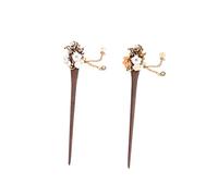 ELAYARD 2pièces Broche Bois Vintage Avec Strass Accessoires De Cheveux Style National Pour Femmes Épingle à Cheveux Élégante Pour Mariage Et Événements Spéciaux Blanc