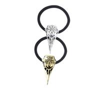 ELAYARD 2pièces Élastiques à Cheveux Femme Avec Motif Crâne Viking Accessoires De Queue De Cheval Stretch Pour Filles Et Adolescents Argenté