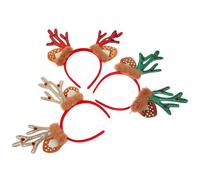 ELAYARD 3 pièces Bandeau Cerf de Noël Renne et Oreilles Animales Accessoires Cheveux Rouge Vert Doré pour Fête Cosplay et Photobooth