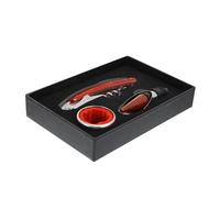 ELAYARD 3 pièces Coffret Tire-Bouchon Bois Rouge avec Anneau Anti-Goutte et Bec Verseur pour Bouteille de Vin Ouvre-Bouteilles Multifonction Adapté Aux Bouchons Liège et Bouteilles de Vin