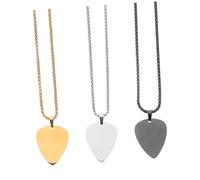 ELAYARD 3 Pièces Collier Pendentif Médiator Guitare Acier Inoxydable Charme Cœur Bijoux Musicaux Unisexes pour Usage