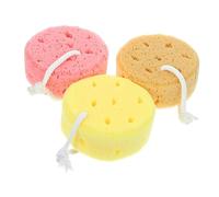 ELAYARD 3 pièces Éponge Bain Exfoliante pour Garçon Fille et Adultes Éponge Corps Douce à Mousse Riche Nettoyante et Exfoliante Lot Jaune Rose