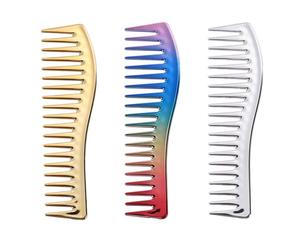 ELAYARD 3pièces Peignes De Coiffure à Dents Larges Pour Barbier Outils De Coiffage Glossés Assortiment Coloré or Argent Pour Salon De Coiffure