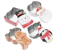 ELAYARD 4 Pièces Boîtes Tôle de Noël Boîtes à Bonbons Décoratives avec Motifs Personnes Âgées Bonhomme de pour Biscuits et Friandises