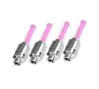 ELAYARD 4 Pièces Éclairage De Vélo à LED Éclairage De Roue Lot de Rose Alimenté par Piles Bouton Étanche Et Compatible avec Valves Américaines Et Anglaises