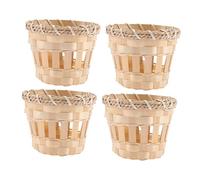 ELAYARD 4 Pièces Lot de Abat-jour Mini Bambou Tressé pour Plafonnier Protection Anti-poussière Design Élégant et Luminaire Style Vintage pour Maison et Hôtel