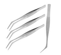 ELAYARD 4 Pièces Pince Brucelle à Pointe Incurvée Antistatique Acier Inoxydable Pincettes de Précision Industrielles pour Réparation Électronique et Travail Laboratoire