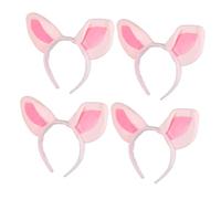 ELAYARD 4 pièces Serre-tête Oreilles de Cochon Peluche Bandeau Élastique Doux pour Cosplay Animal Accessoire Coiffure pour Adultes et Garçon Fille Fête Halloween et Déguisement