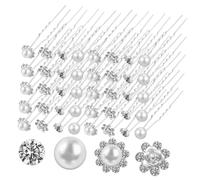 ELAYARD 40 Pièces U Shaped Hair Forks Set With Artificial Pearls And Rhinestones Durable Alloy Bridal Hair Pins For Wedding And Formal Hairstyles Accessories For Women
