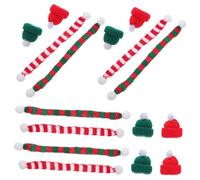 ELAYARD 48 Pièces Mini Christmas Knitting Hats and Scarf Set Miniature Santa and Snowman Bottle Decorations for DIY Crafts Table Accents