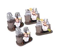 ELAYARD 4ensembles Pots à Épices Avec Figurine De Chef Résine Bouteilles Assaisonnement Avec Couvercles Organisateur Épices Décoratif Pour Cuisine
