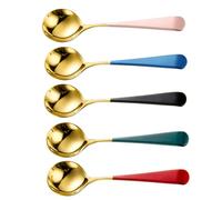 ELAYARD 5 pièces Set de Cuillères à Dessert Acier Inoxydable Cuillères Ronde pour Glace et Pastèque Couleurs pour Thé et Gâteaux