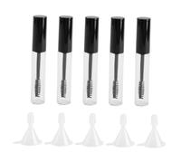 ELAYARD 5 pièces Tube de mascara vide 10ML avec brosse à cils bouchon noir 5 pièces + 5 entonnoirs pour maquillage des yeux bouteille rechargeable pour crème cils et huile DIY