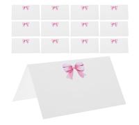 ELAYARD 50 Cartes de Table Nœud Rose en Papier Marque-Places Pliables de Tente Décorations Mariage et Shower Cartes de Numéro de Table Vierges pour Banquet et Fête