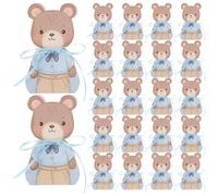 ELAYARD 50 Mini Boîtes à Dragées Pliables en Papier Bleu Ours pour Shower et Anniversaire Bébé, Coffret Présent Pratique et Décoratif pour Fête Prénatale, Emballage Présents pour 1 An