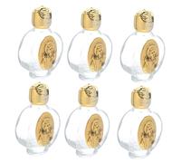 ELAYARD 6 Pièces Bouteilles Eau Bénite Verre et Alliage Doré Flacons Décoratifs Portables pour Eau Sainte Huiles et Résistantes et Légères pour Usage Religieux Catholique