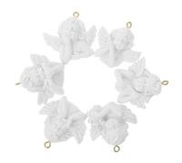 ELAYARD 6 pièces Pendentifs Breloques Résine Ange DIY Miniatures pour Fabrication de Bijoux Accessoires Artisanaux Baroque avec Ailes Dorées pour Colliers Bracelets
