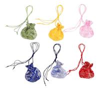 ELAYARD 6 Pièces Pochette Rangement Brocart Brodée avec Cordon Organiseur Élégant pour Bijoux Porte-Monnaie Tissu pour Voyage et Mariage Chinois