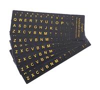 ELAYARD 6Feuilles Autocollants de Clavier Anglais Stickers de Remplacement pour Clavier Ordinateur Portable Lettrage Jaune sur Fond Design Élégant et Durable Améliore