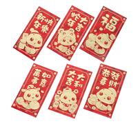 ELAYARD 6pcs 3D Red Money Envelopes for Chinese New Year Wedding Birthday, Lucky Hong Bao Pouches for Spring Festival Celebration