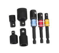 ELAYARD 7 pièces Set de Adaptateurs Douille Acier pour Tournevis et Perceuse Extension Résistante avec Verrou à Bille Compatible Cliquet Manuel Impact
