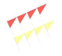 ELAYARD 8 pièces Lot de Drapeaux Triangle de Marquage Pelouse et Jardin Légers et Durables en Bois et Polyester Idéals pour Signalisation et Irrigation Extérieure