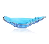 ELAYARD Assiette en Verre Transparent de Coquillage, Plateau à Fruits Secs et Porte-dessert, 1 Pièce, Décoration Océanique Bleu Marine Motif Doré, Plateau de Service pour Snacks