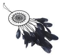ELAYARD Attrape-rêves Artisanal en Plumage Noir, à Suspendre Murale Compacte Légère, Décoration Bohème pour Chambre à Coucher et Salon, Accessoire Macramé Authentique pour Intérieur,