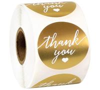 ELAYARD Autocollants de Remerciement Dorés 500 Pièces Rouleau D’Autocollants pour Emballage Pâtisserie Étiquettes Autocollantes de Scellage pour Présents et Petites