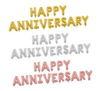 ELAYARD Ballons Happy Anniversary Aluminium Dorés Décorations pour Mariage et Anniversaires Lettres Gonflables pour Fête Ensemble Polyvalent pour Cérémonie et Célébrations