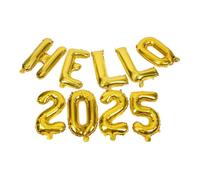 ELAYARD Ballons Numériques et Lettres Dorés Hello Kit Fête An Ballons Métallisés pour Décoration de Fête Complet pour Célébration Festive