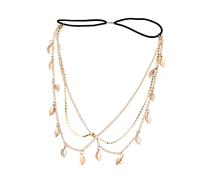 ELAYARD Bandeau à Chaîne Strass Et Feuilles Dorées, Taille Unique, Serrage-tête Élégant Pour Femmes, Mariage Et Fête, Bijou De Tête Décoratif