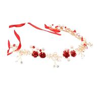 ELAYARD Bandeau Cheveux Mariage Rouge Perles Fleur Brillant Accessoire Nuptial Élégant pour Mariées Tête Délicat Facile à Porter et Lumineux Cérémonie et Banquet