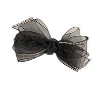 ELAYARD Barrette Élégante Nœud en Organza Noir Légère pour Femmes et Filles Coiffure Chic Accessoire Cheveux Strass