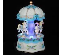 ELAYARD Boîte à Musique Carrousel Vintage avec Lumière LED Changeante Cheval Tournant Décoratif pour Garçon Fille et Adultes Cadeau de Noël et Anniversaire sans Pile