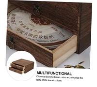ELAYARD Boîte à Thé Tiroir Vintage Massif Coffret de Rangement Écologique pour PU Boîte à Gâteau de Thé Multicouche avec Ouverture Respirante et Résistance à Humidité