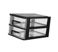 ELAYARD Boîte de Rangement Plastique à Tiroirs 2 Niveaux Moyen Format Noir et Transparent Organisateur Cosmétique Compact pour Bureau et Salle D’Étude Armoire Multifonction Portable