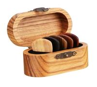 ELAYARD Boîte de Rangement pour Médiators en Bois Massif Étui 5 Médiators Multicolores pour Guitare Folk et Électrique Accessoire Pratique pour Voyages et Concerts