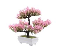 ELAYARD Bonsaï Artificiel Mini Sapin en Plastique, Petit Arbre à Fleurs Artificielles, Pot Décoratif Rose, sans Entretien, Décoration Maison Et Bureau, Plante Décorative Intérieure
