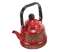 ELAYARD Bouilloire Émail Épais Résistante Chaleur pour Thé et Café Pot Décoratif pour Bureau et Maison Service de Thé Pratique et Rouge Vintage