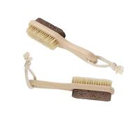 ELAYARD Brosse de Pédicure Double Face 2 Pièces Lime à Pieds Poils de Sanglier et Pierre Éliminateur de Callosités et Peaux Mortes Outil pour Soin des Pieds