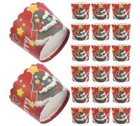 ELAYARD Caissettes à Pâtisserie de Noël 50 Pièces, Caissettes en Papier Décoratives Rouges Motif Étoiles et Sapins, pour Cupcakes, Muffins et Desserts Festifs, Accessoires Décoration