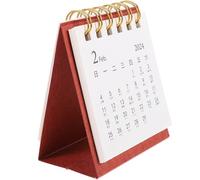 ELAYARD Calendrier de Bureau à Reliure Spirale Planificateur Annuel Mensuel Compact pour Maison et Bureau Calendrier de Table Décoratif Rouge Foncé