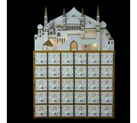 ELAYARD Calendrier du Ramadan en Bois avec 30 Tiroirs, Lumière LED Intégrée, Décoration de Table Compacte pour Maison, Calendrier de L’Avent Islamique Interactif, Ambiance Festive