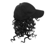 ELAYARD Casquette de Baseball avec Postiche Bouclée 1B Cheveux Synthétiques Afro en Spirale Bonnet Unisexe Respirant pour Femmes et Filles Style Naturel pour Usage Quotidien et