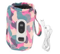 ELAYARD Chauffe-biberon Numérique Portable Pour Bébé, 5 Niveaux Réglables, Housse En Tissu Camouflage Rose, Alimentation Usb, Voyage Et Extérieur, Accessoire Multifonction Câble, Coffret Coloré