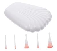ELAYARD Coffret Pinceaux de Maquillage 5 Pièces Petit Format Trousse de Maquillage de Voyage Pinceaux pour Yeux et Teint Femmes avec Boîte Coquillage Couleur Blanc Cassé